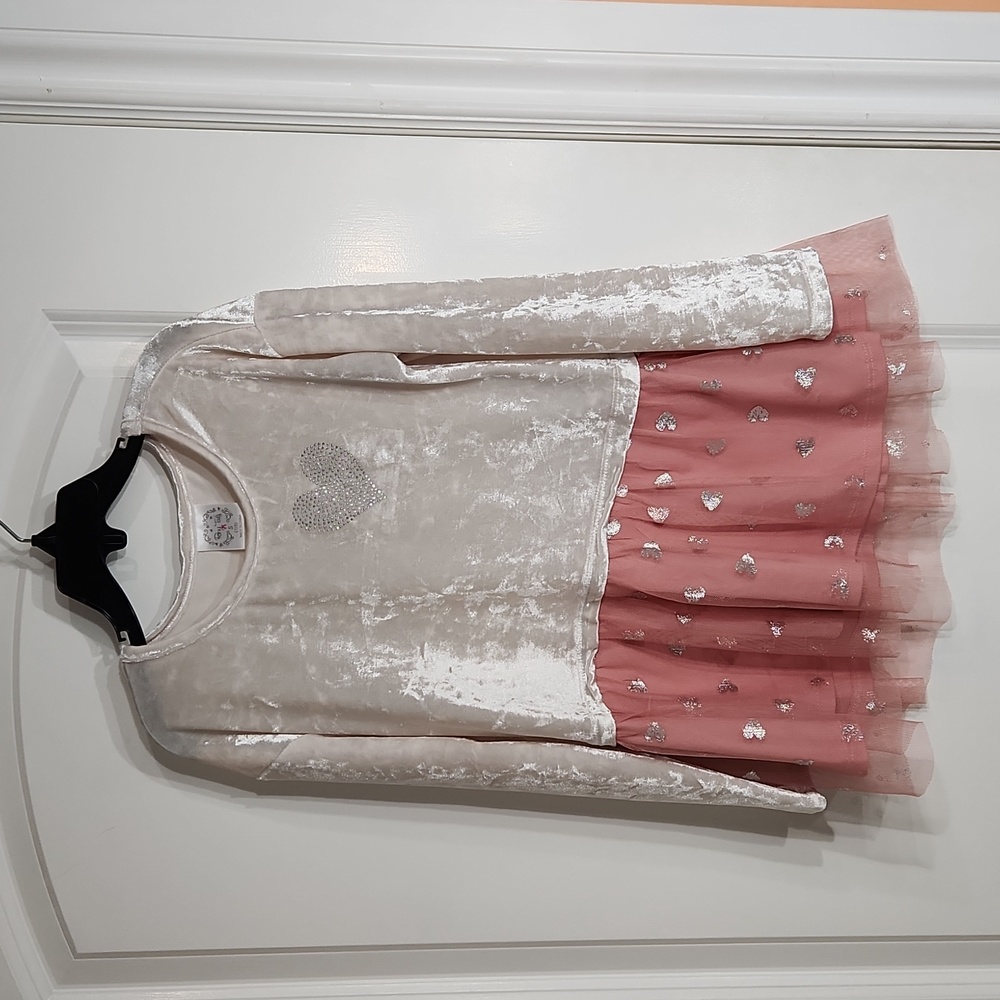 Pony Tails Small (7/8) Velvet Top with Hearts  Dress